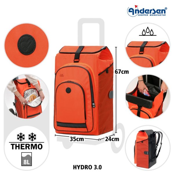 Shoppingvagn Andersen Royal 7X aluminium Hydro 3.0, orange