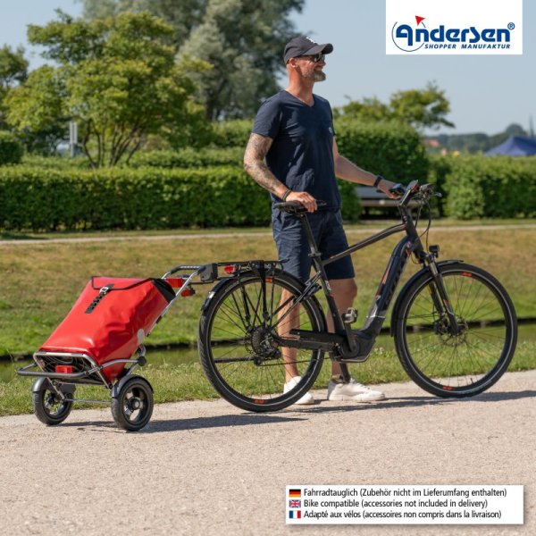 Shoppingvagn Andersen Royal Plus Extra Ortlieb med hjul Ø 25 cm, röd