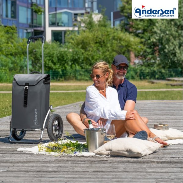 Shoppingvagn Andersen Royal XL Ortlieb med hjul Ø 29 cm, antrasit svart