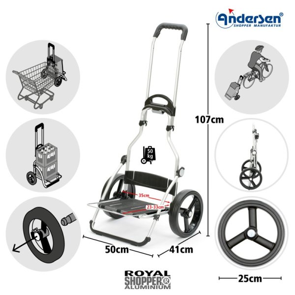 Shoppingvagn Royal Shopper Carl med ryggsäcksfunktion, svart