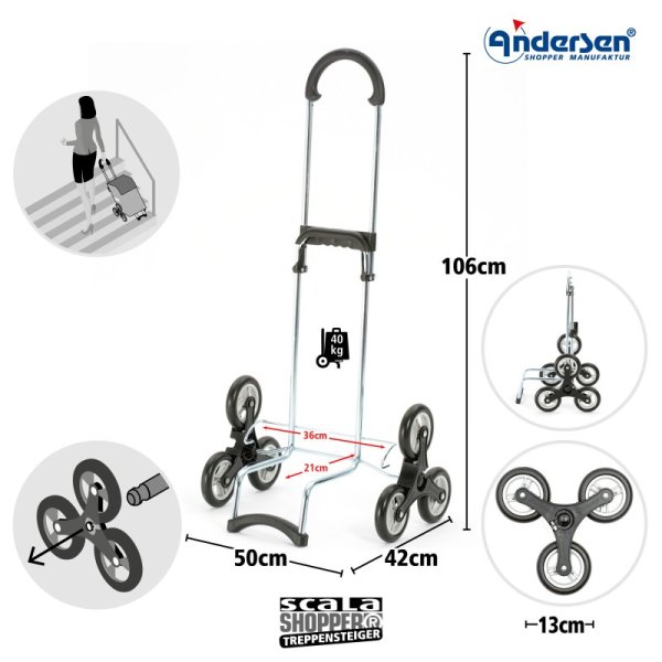 Shoppingvagn Andersen Scala, trappklättrare, Hera röd/svart