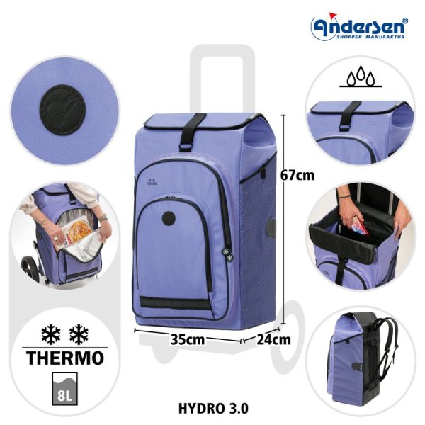 Shoppingvagn Andersen Royal 7X aluminium Hydro 3.0, lila