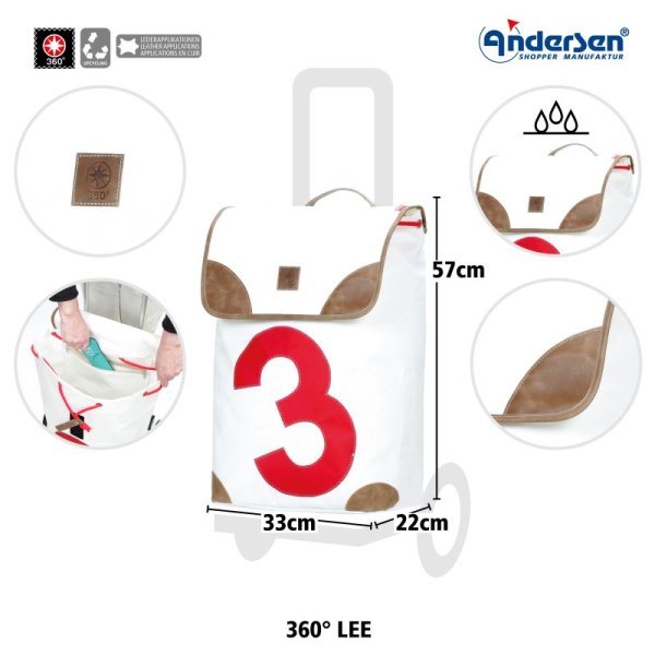 Shoppingvagn Andersen Alu Star 360 Lee, röd/vit