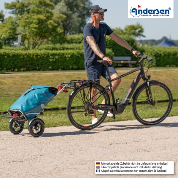 Shoppingvagn Andersen Royal Plus Extra Ortlieb med hjul Ø 25 cm, petrol blå