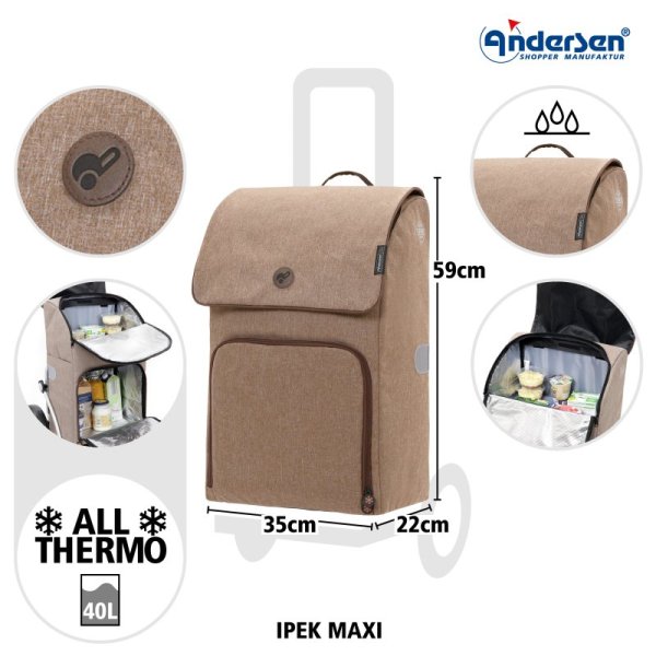 Shoppingvagn Ipek Maxi med stol, sand