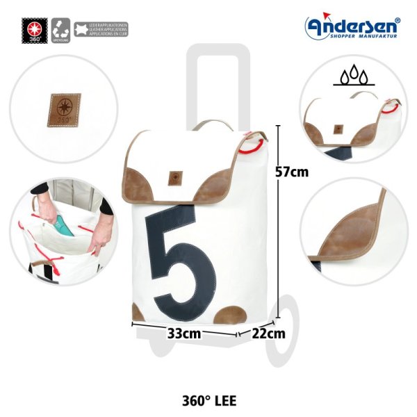 Shoppingvagn Andersen Alu Star 360 Lee, svart/vit