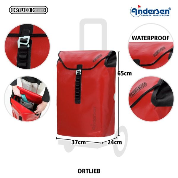 Shoppingvagn Andersen Royal XL Ortlieb med hjul Ø 29 cm, röd
