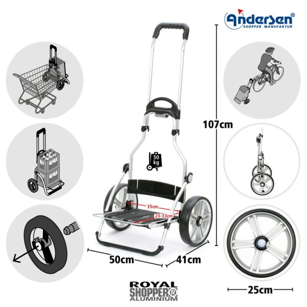 Shoppingvagn Andersen Royal 5X aluminium Hydro 3.0, orange