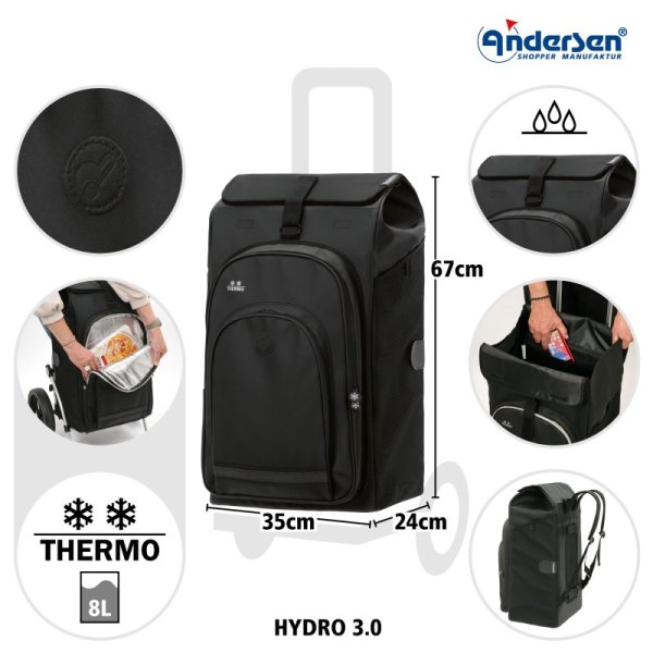 Shoppingvagn Andersen Royal 5X aluminium Hydro 3.0, svart