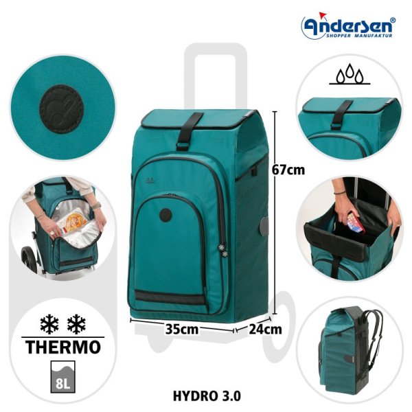 Shoppingvagn Andersen Royal 5X aluminium Hydro 3.0, petrol