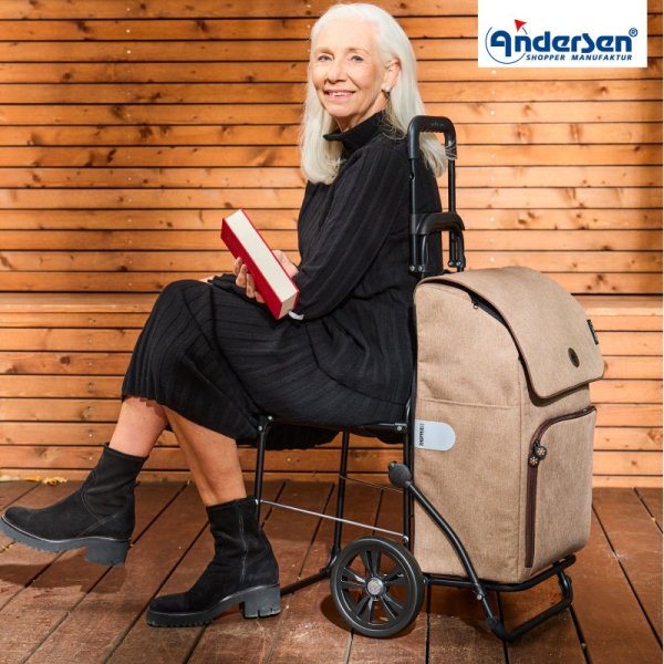 Shoppingvagn Ipek Maxi med stol, sand