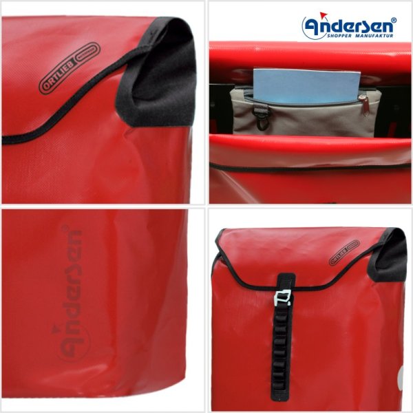 Shoppingvagn Andersen Royal XL Ortlieb med hjul Ø 29 cm, röd