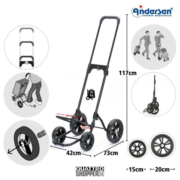 Shoppingvagn Andersen Quattro Charu, brun läder