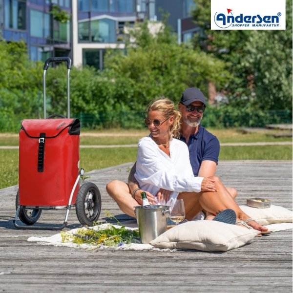 Shoppingvagn Andersen Royal XL Ortlieb med hjul Ø 29 cm, röd