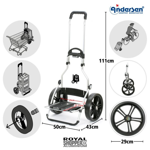 Shoppingvagn Andersen Royal 7X aluminium Hydro 3.0, orange