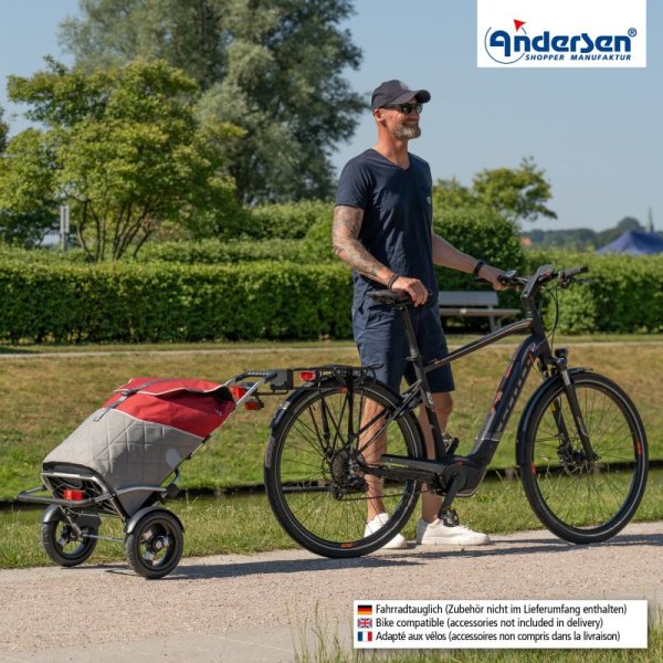 Shoppingvagn Andersen Royal Plus Lassse med hjul Ø 25 cm, röd