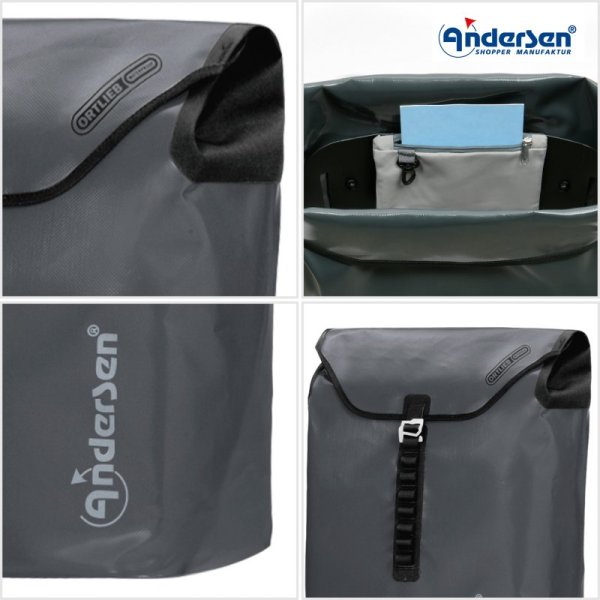 Shoppingvagn Andersen Royal Plus Extra Ortlieb med hjul Ø 25 cm, antrasit
