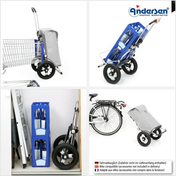 Shoppingvagn Andersen Royal XL Ortlieb med hjul Ø 29 cm, röd