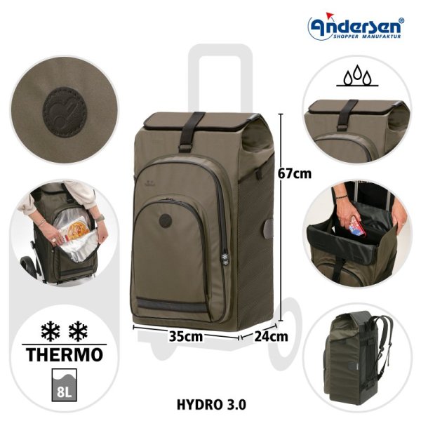 Shoppingvagn Andersen Royal 7X aluminium Hydro 3.0,olive
