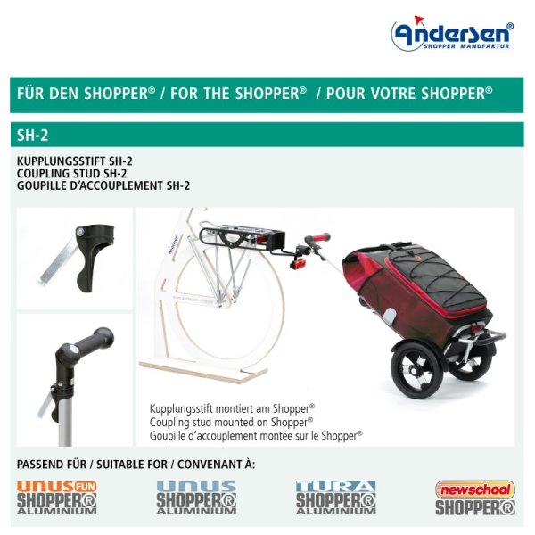 Kopplingsstift SH-2 till cykelfästen för shoppingvagnar